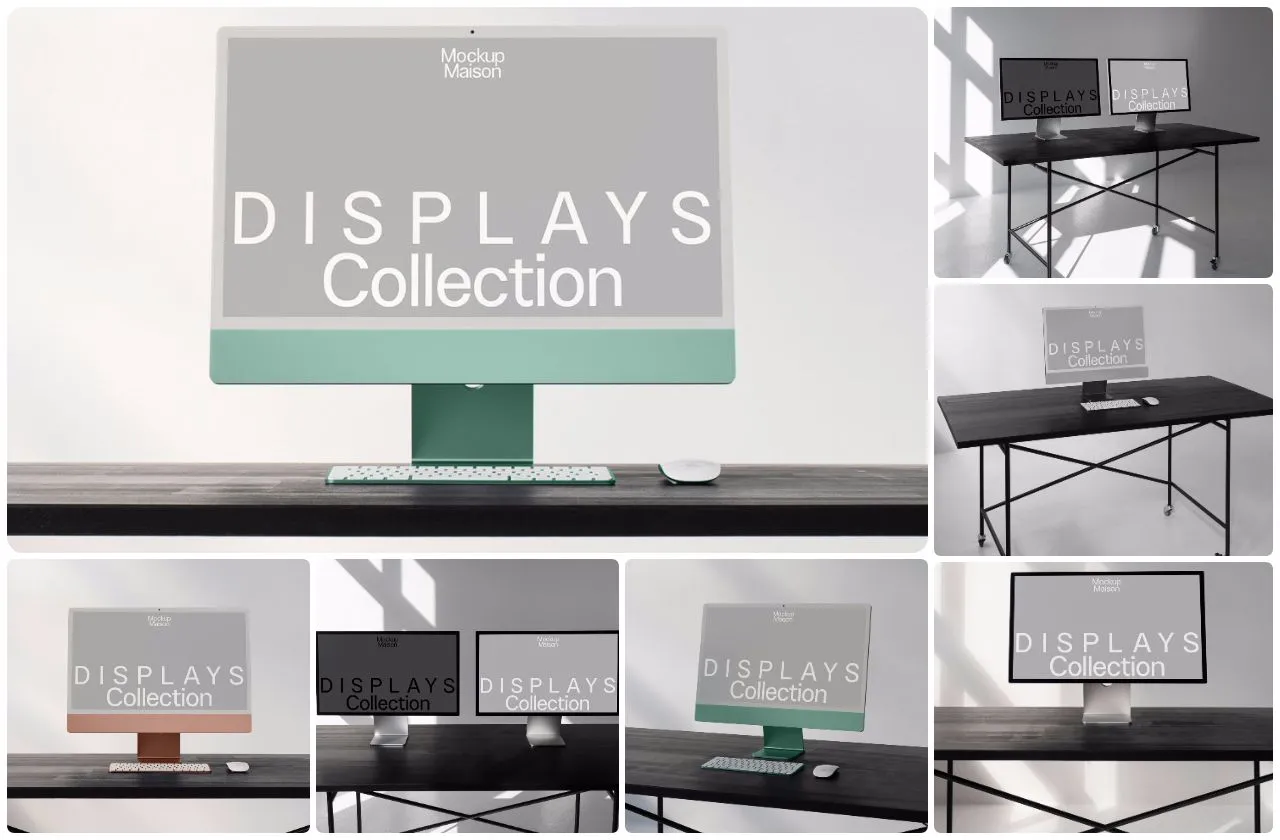17种Studio Display显示器iMac 24英寸样机展示模型合集