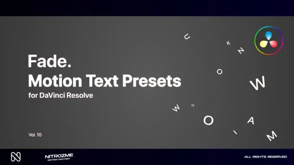 DaVinci Resolve 淡入淡出动态文本动画预设 第10卷VH-47355585