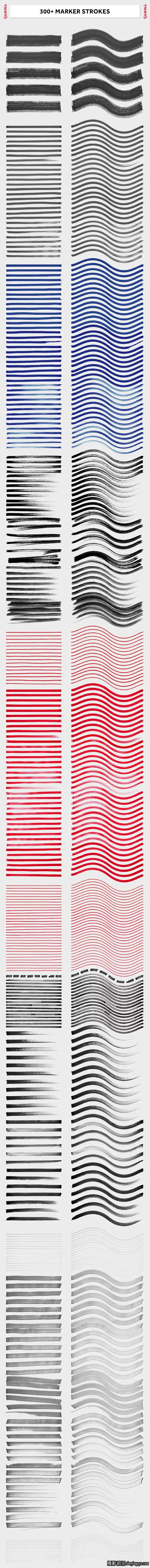 300+Adobe Illustrator 马克笔实物标记矢量素材合集