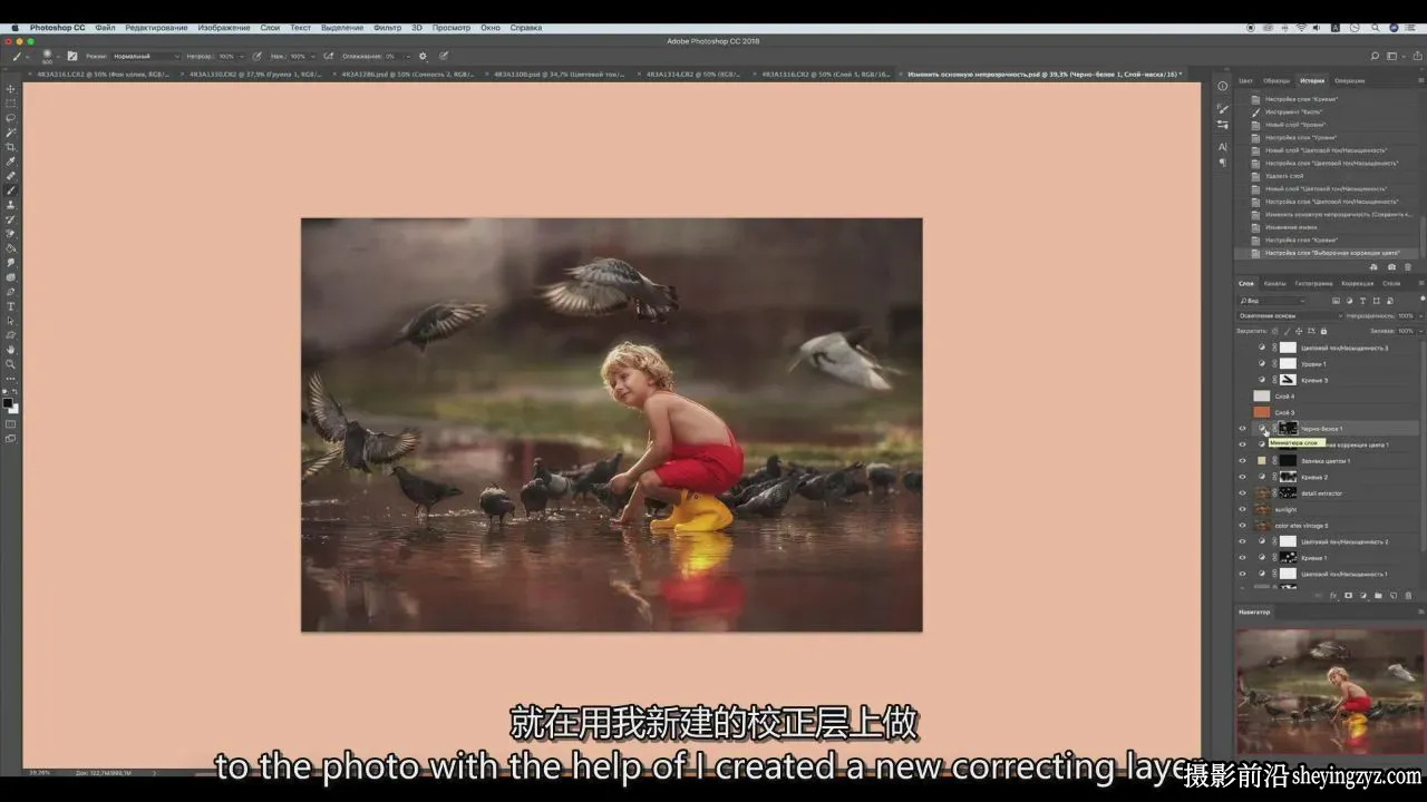 摄影师Anastasia Kuchina唯美落日效果儿童后期调色4案例-独家精翻中英字幕