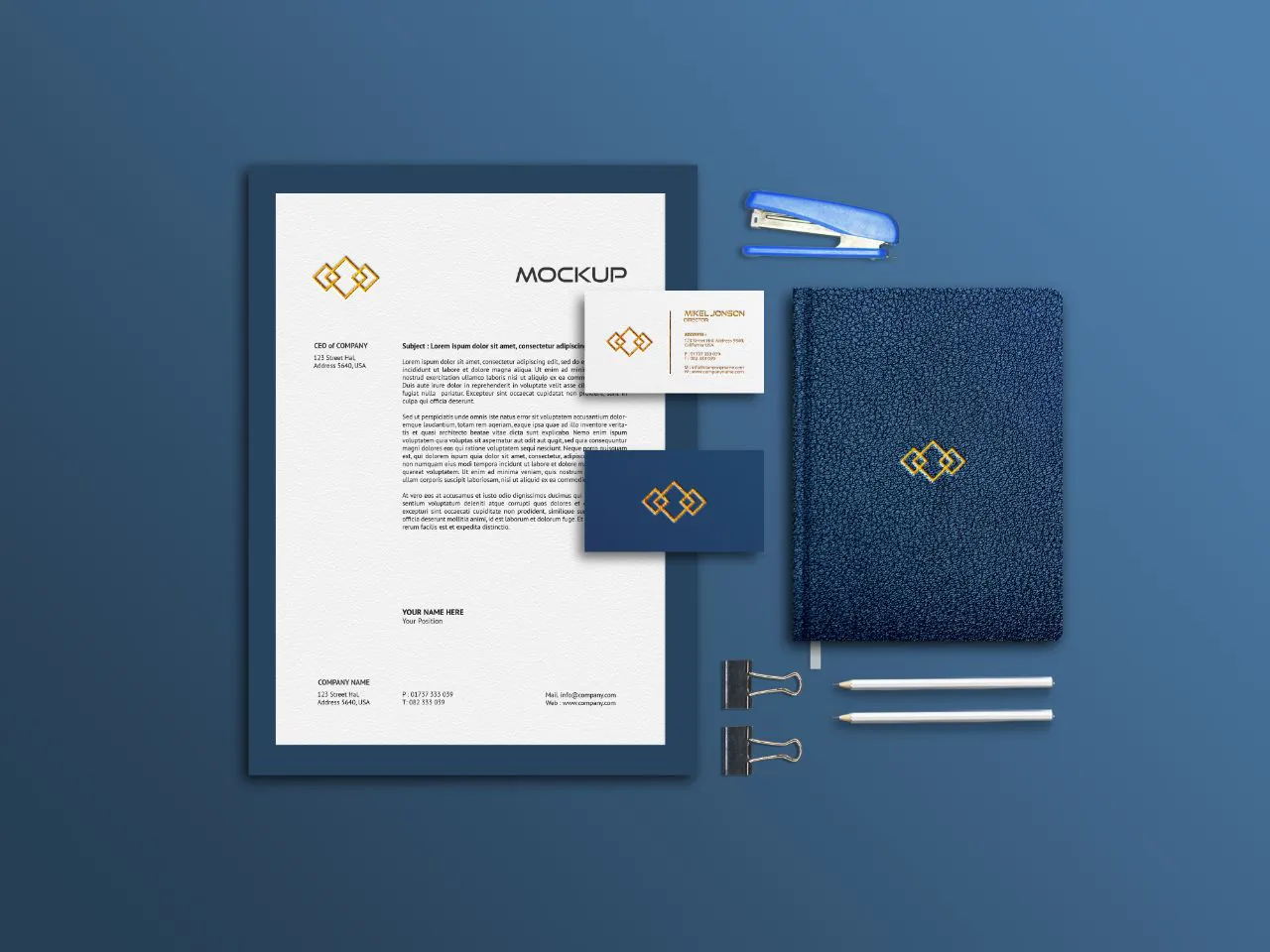 文创企业文具PSD模型，附名片和样机模型 5xPSD
