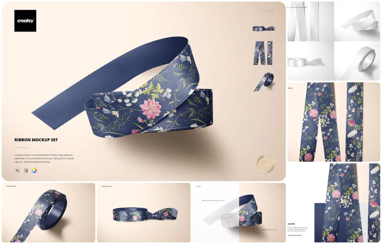 丝带扎带样机模型套装合集 Ribbon Mockup Set