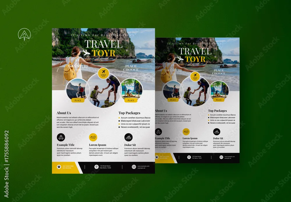 旅行传单排版设计InDesign模板 Travel Flyer Template