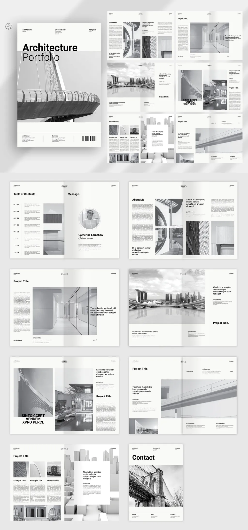 建筑作品集宣传册模板 Architecture Portfolio Brochure Template
