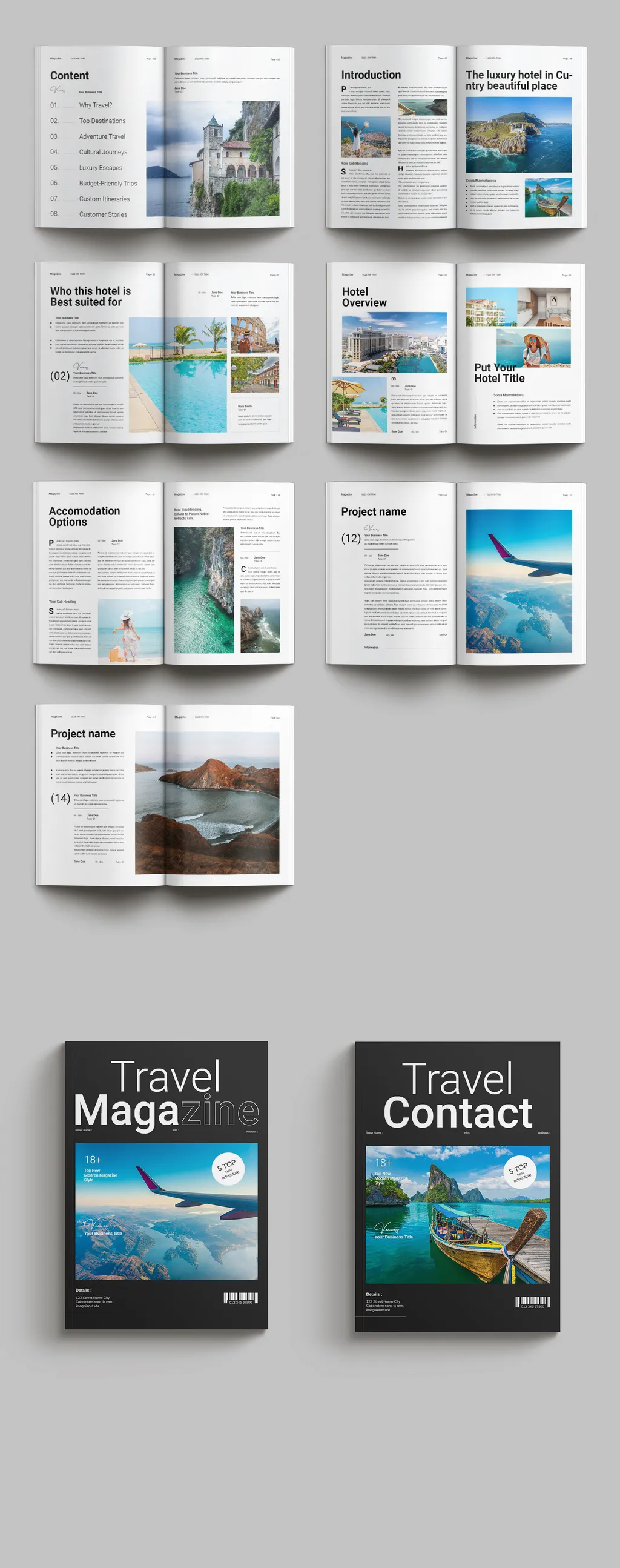 旅游杂志版面排版设计模板 Travel Magazine Layout