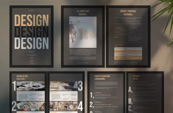 带有棕褐色的设计方案布局InDesign模板