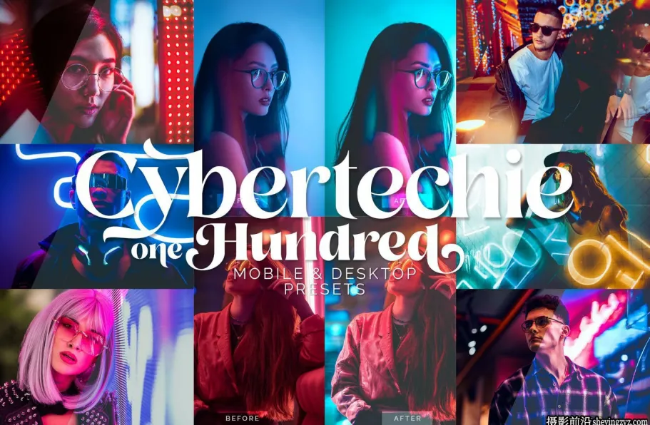 100+赛博朋克城市夜景霓虹人像LR预设Cybertechie Hundred Presets