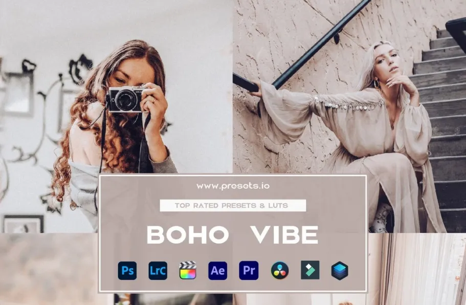 波西米亚电影风格LR预设手机LR预设 Presets.io -Boho Vibe Preset