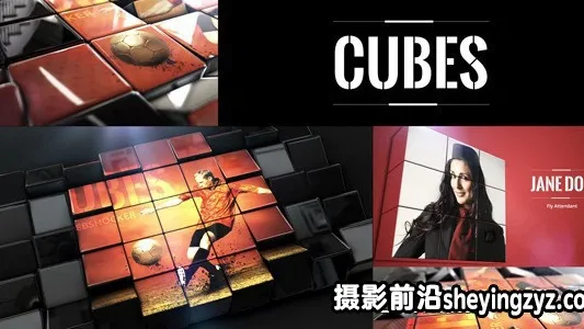 三维魔方质感图片动画展示片头AE模板