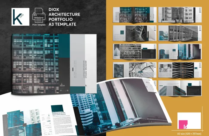 DiOX架构组合A3布局InDesign模板