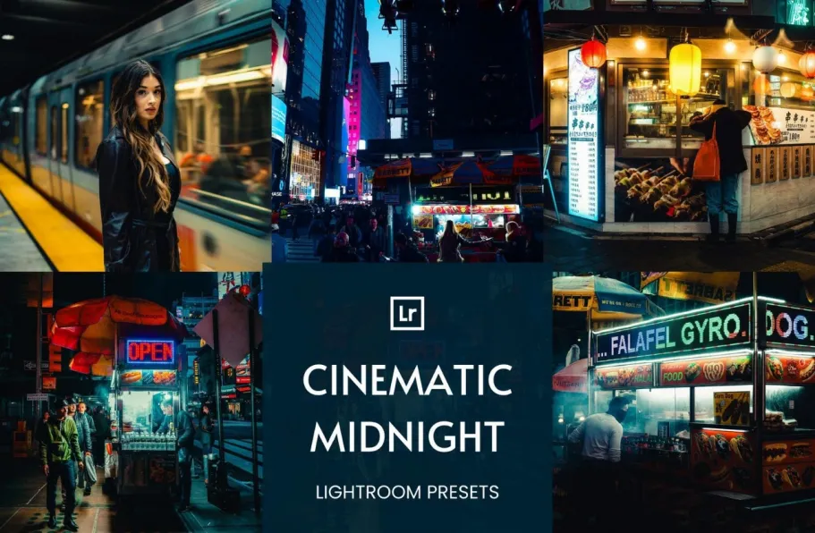 10个电影街道城市夜景风光lr预设手机lr预设 Cine Midnight Presets