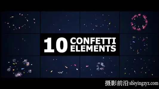 AE模板-10组卡通礼花纸屑动画模版 Holiday Confetti Elements