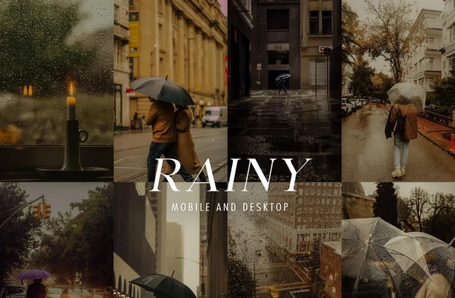 下雨天情绪电影色彩LR预设手机LR预设Rainy Day Lightroom Presets