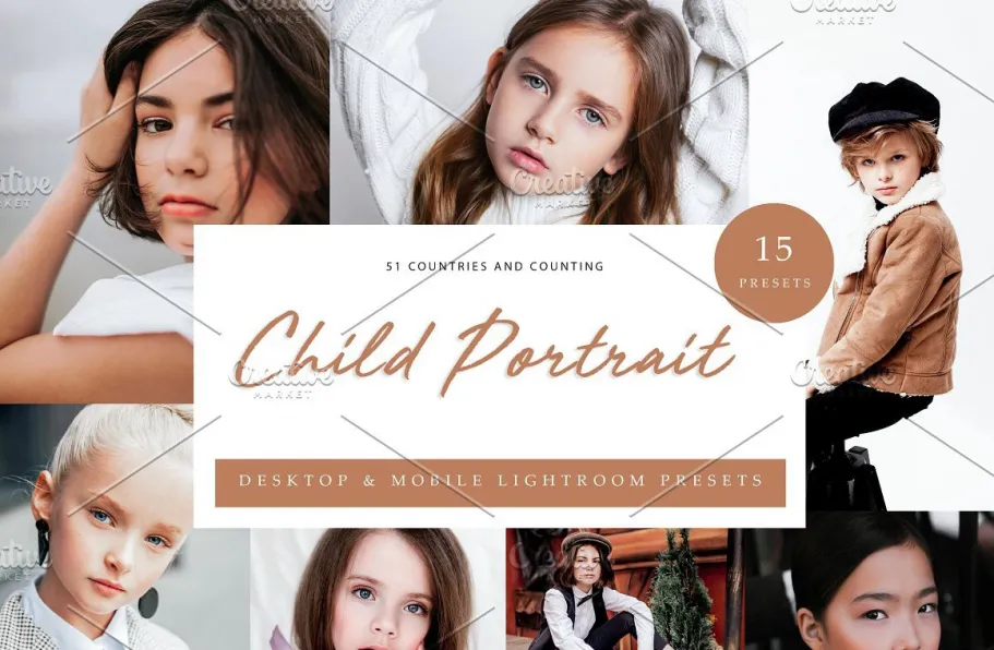 儿童肖像摄影调色LR预设手机lr预设Lightroom Preset-Child Portrait