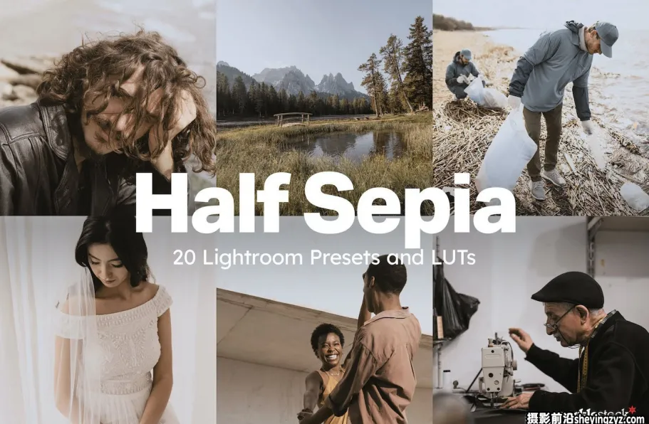 半棕色电影胶片AI自适应LR预设及LUT预设 Half Sepia Lightroom Presets and LUTs