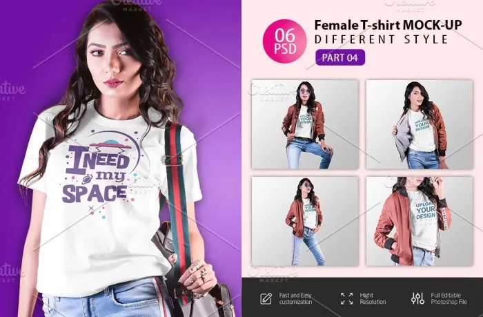女性T恤样机模型 Mockup-V-2-007