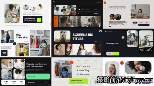 AE模板-拼贴视频文字介绍片头模板 Screens Big Titles