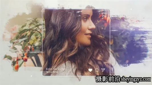AE模板-水墨笔刷遮罩照片相册模版 Instagram Memories Watercolor