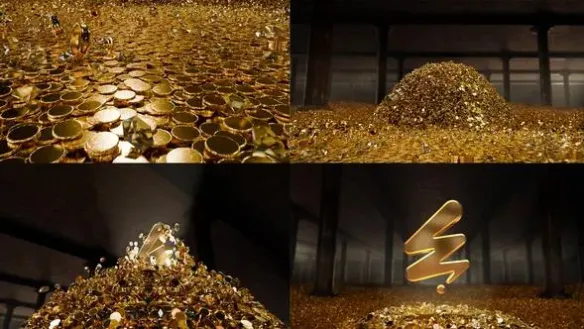 AE模板-金币金元宝标志揭示动画片头模板 VH-53990855