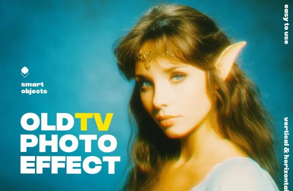 旧电视电影照片效果PSD模板 Old Tv Photo Effect