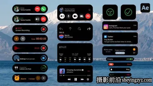 AE模板-iPhone手机灵动岛动画Phone Notification &amp; Dynamic Island UI