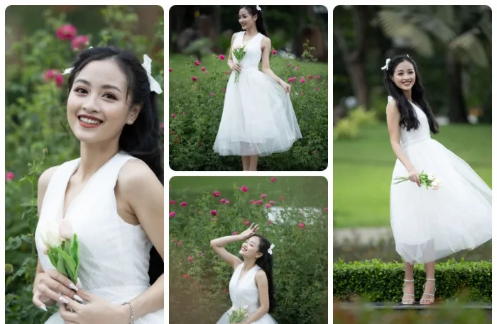 外景美女花丛人像摄影未修RAW原图练习素材10张