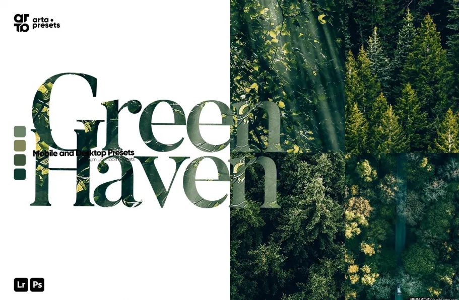 无人机森系风光后期调色LR预设 ARTA - Green Haven Lightroom Presets