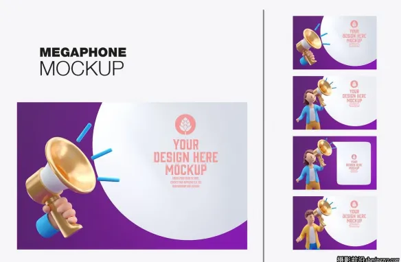 3D人物扩音器公告样机图