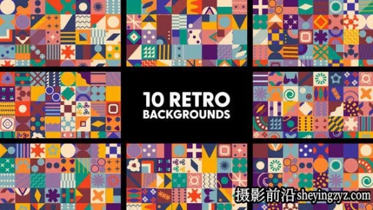 AE模版-10组卡通图形MG动画模板- Retro Backgrounds