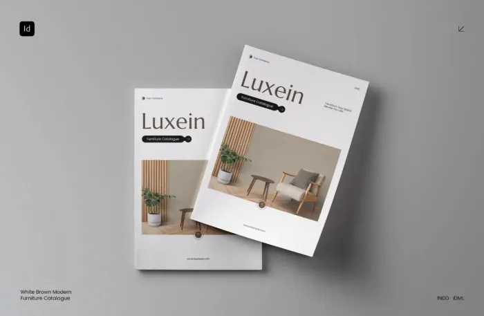 白棕色现代家具目录InDesign模板 |001