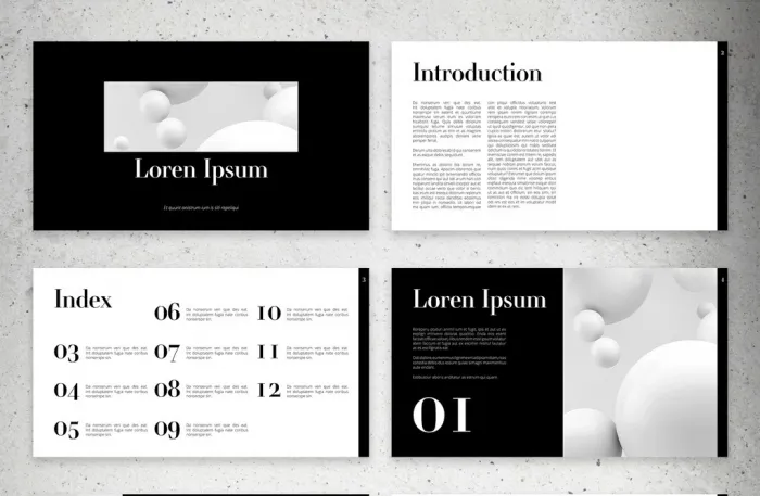 优雅的黑白数字作品集布局InDesign模板