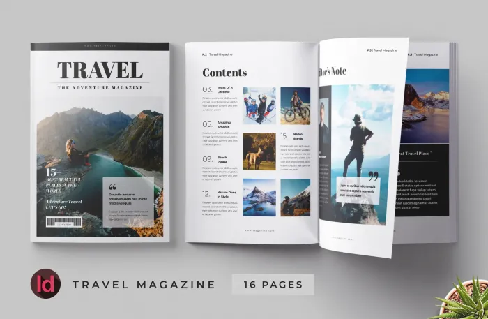 时尚旅游杂志排版布局设计InDesign模板