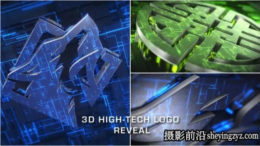 AE模板-科技感三维Logo动画模板- 3D High-Tech Logo Reveal