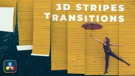 达芬奇模板-3D动画条纹过渡转场效果模板 VH-57614012
