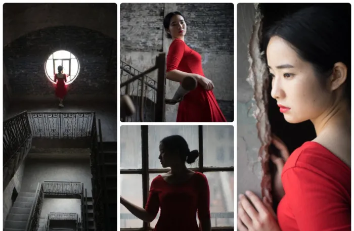 废墟美女人像摄影后期修图练习RAW原图素材8张