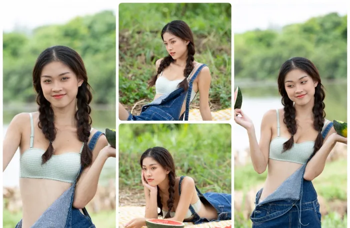 时尚美女外拍人像摄影后期修图练习RAW原图素材20张