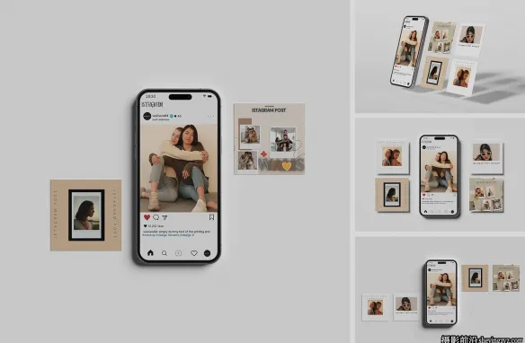Instagram帖子样机,设备样机,社交帖子样机