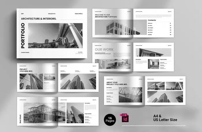 横版建筑师宣传手册InDesign模板