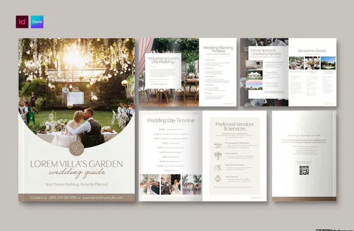 婚礼指南婚礼接待场所InDesign模板