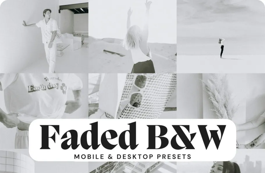 褪色黑白胶片Lr预设LouMarks-Faded Black White Lightroom Presets