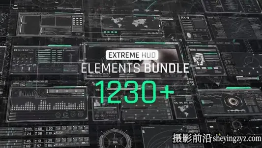 AE模版1230+科技感HUD元素动画模板 Extreme HUD Elements Bundle 1200