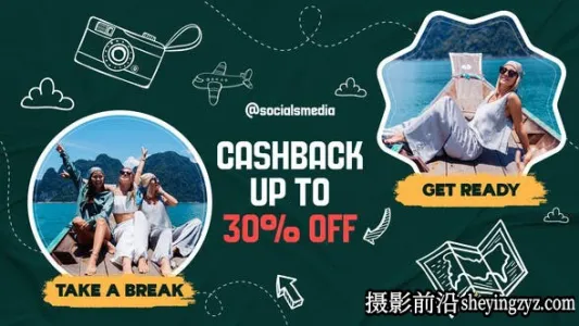 AE模板-卡通元素旅游视频片头 Travel Slider Promo