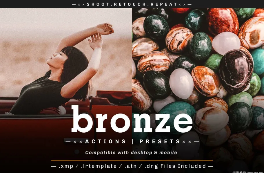 青铜色电影人像LR预设DesignBundles - Bronze Presets
