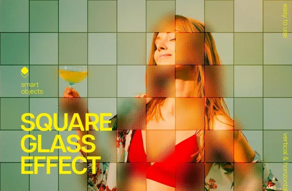 方形玻璃照片效果模板 Square Glass Photo Effect