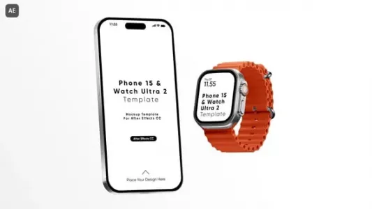 AE模板-iPhone 15 和 Watch Ultra 2 屏幕样板模板 VH-53609316