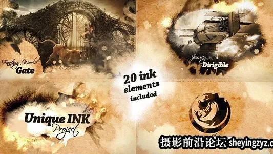 AE模板-水墨遮罩图片展示宣传片 Unique Ink
