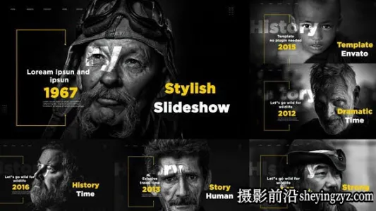 AE模版-人物事件介绍片头模板- Documentary History Slideshow