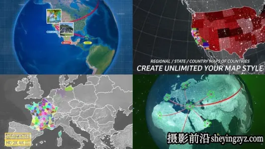 AE脚本- 地图路径连线动画工具包 Globe Map Connection Kit