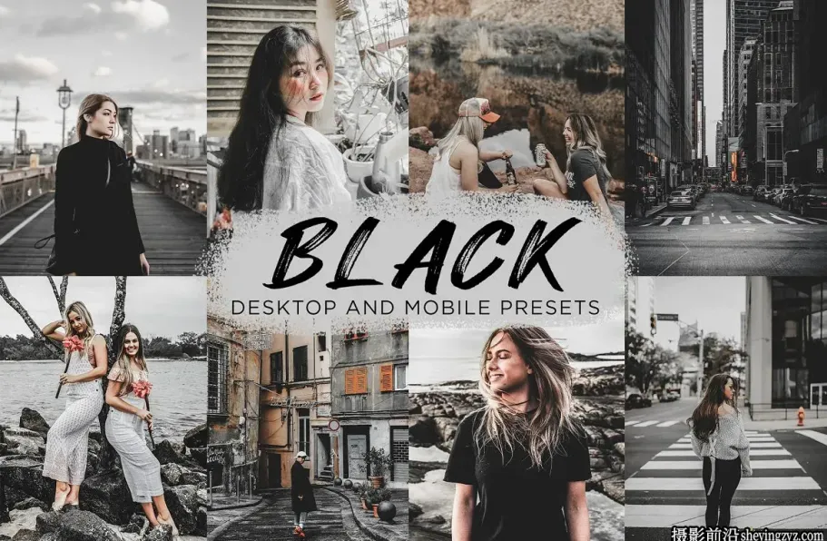 电影色调中性灰人像调色LR预设手机滤镜 Black Lightroom Presets