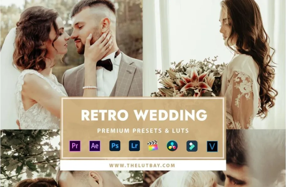 复古婚礼人像调色LR预设及LUT预设RETRO WEDDING LIGHTROOM PRESETS